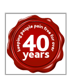 40 years keeping people pain free for over logo 